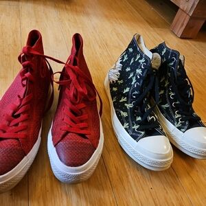 Red and Black Mens 8 High-Top Sneakers